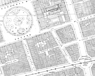 John Prince's Street marked as Princes Street on an 1870s Ordnance Survey map. Princes Street on an 1870s Ordnance Survey map.png