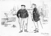 THE LOCAL TOUCH.East Anglian. "Tell yow what that is, Sir: that there Kaiser 'e 'ont never be satisfied until 'e 's ruined Mudborough."Illustration from Punch Magazine, August 18th 1914.