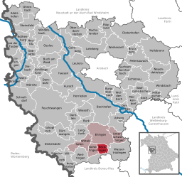 Läget för Röckingen i Landkreis Ansbach