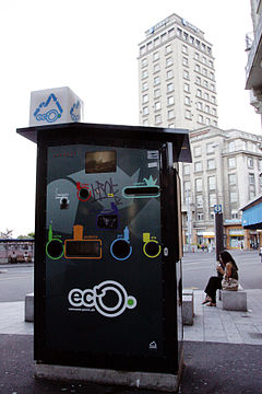 Sorted recycling bin in Lausanne, Switzerland