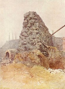 Remains of Roman Wall, Newgate, 1903 by Philip Norman Remains of Roman Wall, Newgate, 1903 by Philip Norman.jpg