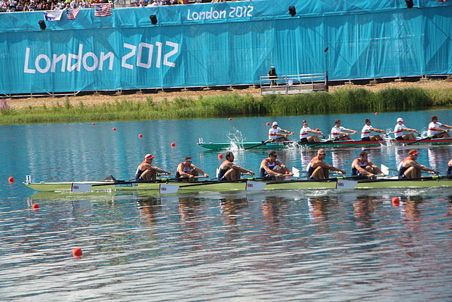 German and British boats competing in the men's eight