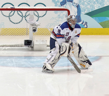 Ryan Miller led the USA to a silver medal in 2010, and was named MVP of the Olympic tournament. RyanMiller2010WinterOlympics - cropped.png