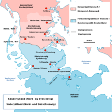 Map of Northern and Southern Schleswig (Southern Jutland)