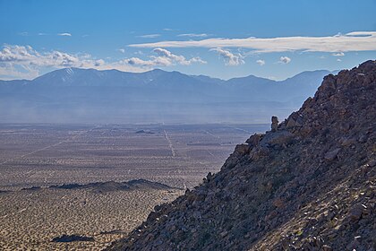 View of the San Gabriel Mountains from the saddle on Saddleback Butte Saddleback butte saddle.jpg