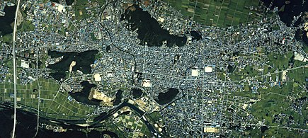 Sekin kantakaupunki vuoden 1987 ilmakuvassa