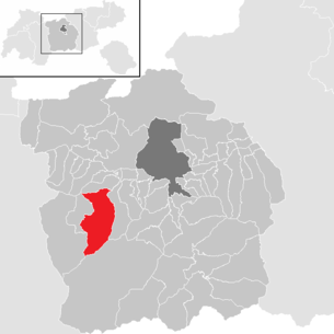 Lage der Gemeinde Sellrain im Bezirk Innsbruck-Land (anklickbare Karte)