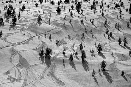 Lines left after skiing on Baba Mountain