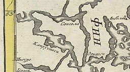 Soisola på en karta från 1745.