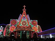 Illuminated church during St. Sebastian's feast St Mary's church during feast.jpg