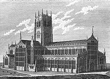 The church before 1677 St Marys Nottingham 1677.jpg