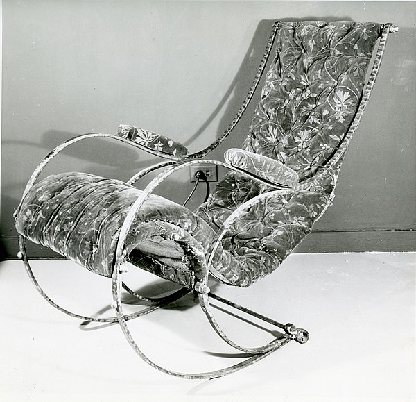 Steel rocking chair designed by Peter Cooper in the 1830s