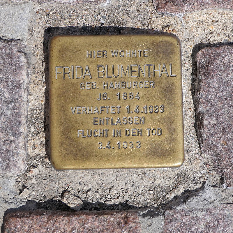 Stolperstein für Frida Blumenthal, August-Bebel-Strasse 51, Meerane.JPG