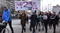 Fans demonstrate in Tallinn during the PewDiePie vs T-Series subscriber competition