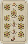 Swiss card deck - 1850 - 9 of Flowers.jpg