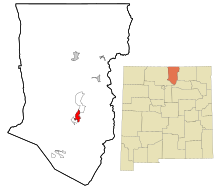 Taos County New Mexico Incorporated og Unincorporated områder Taos Highlighted.svg