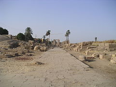 Vue du dromos reliant les enceinte de Mout et d'Amon-Rê