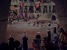 George Barnes's cinematography was nominated for both the Academy Award and the Golden Globe Award. Temple of Dagon in Samson and Delilah.jpg