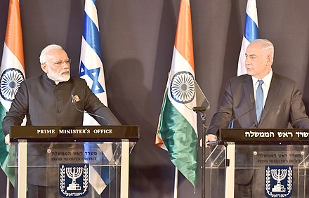 PM Narendra Modi, with Former Prime Minister of Israel, Benjamin Netanyahu, during a press meet, in Jerusalem, (2017)