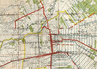 Fragment van een topografische kaart rond Hoogeveen uit 1914