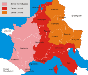      Сярэдняе каралеўства і яго суседзі пры Лотары I