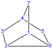 Structuurformule van tricycloheptaan.