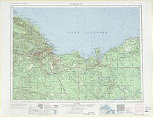 Map including the Huron Islands showing Huron National Wildlife Refuge and the lighthouse (AMS, 1957)