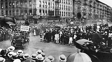 A UNIA parade through Harlem in 1920
