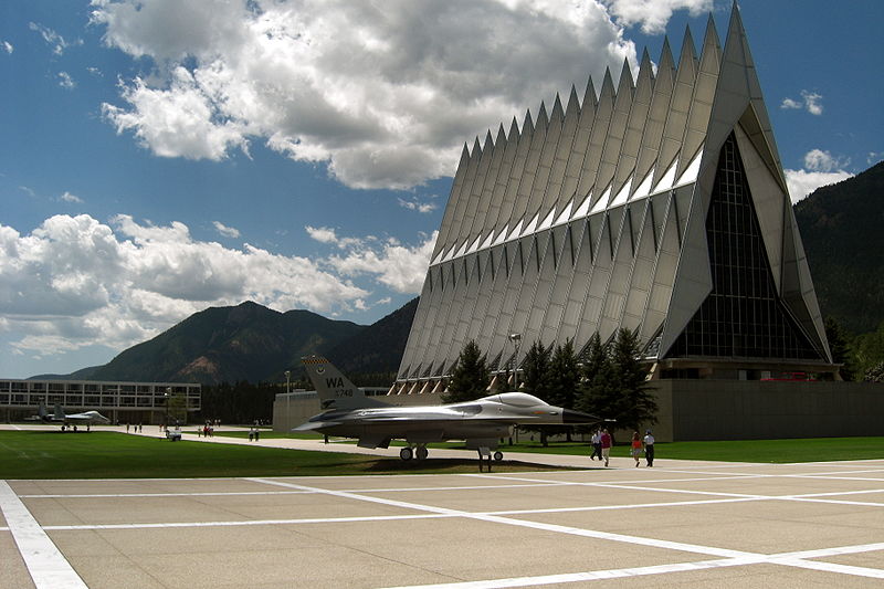 File:USAFA Chapel from terrazzo.JPG