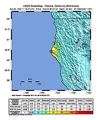 USGS Shakemap - 1992 Cape Mendocino earthquake (second aftershock).jpg