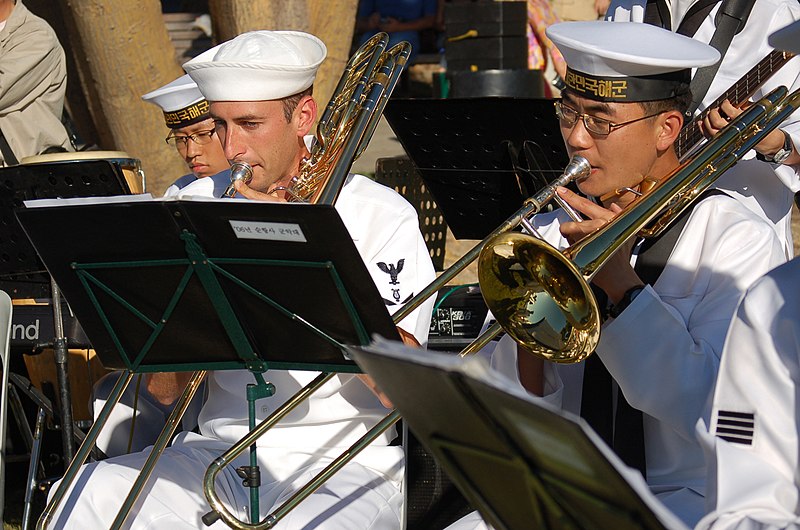File:US Navy 061020-N-7498L-077 U.S. Navy Musicians from Navy Band Southwest, along with sailors from Republic of Korea (ROK) navy band, perform for the general public.jpg