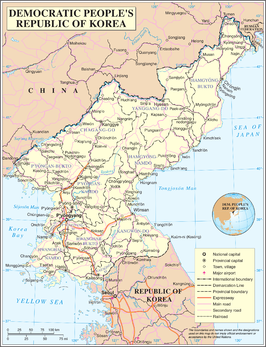 Kaart van Noord-Korea