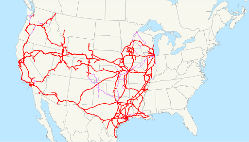 Union Pacific Railroad system map