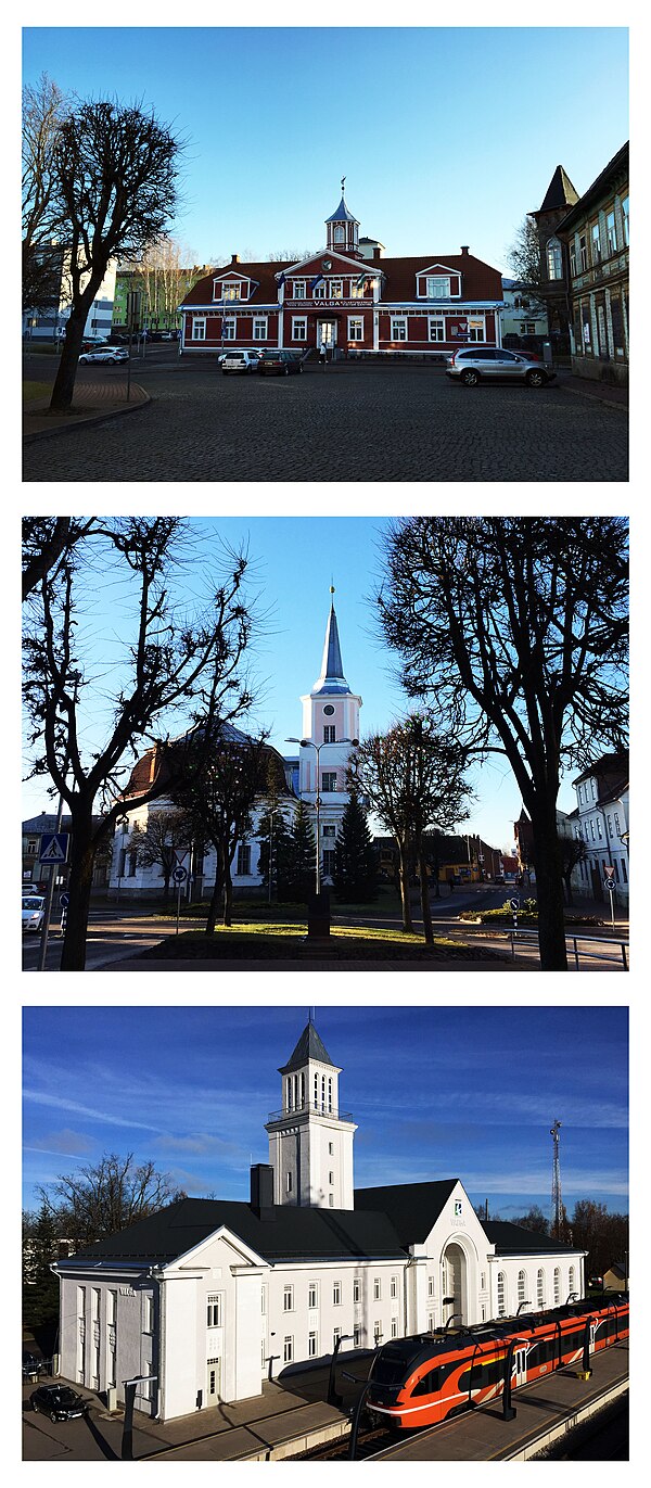 Valga Town Hall, Jaani (St. John´s) Church and Railway Station