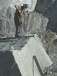 Pneumatic drilling as a preparation for splitting gabbro in a Norwegian quarry