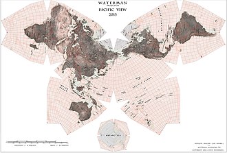 Waterman projection centered on Pacific, with Antarctica detached Waterman projection (Pacific centered).jpg