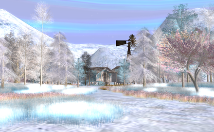 Winter landscape in Second Life.