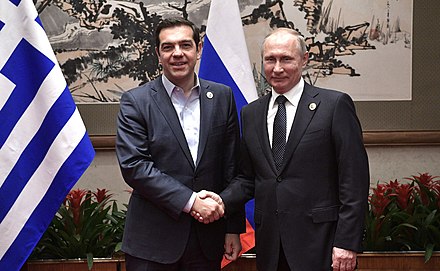 Tsipras and Russian President Vladimir Putin, 15 May 2017
