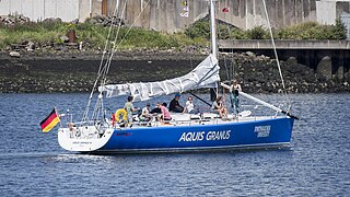 Yacht 'Aquis Granus IV' at Belfast - geograph.org.uk - 5466976.jpg