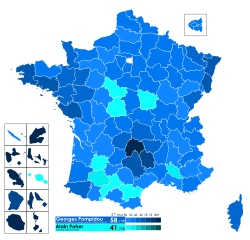 Élection présidentielle française de 1969 T2 carte par département.svg
