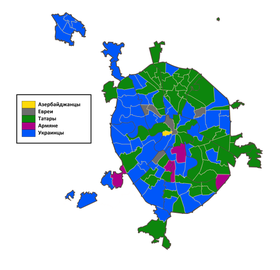 Segunda nación después de los rusos por distritos de Moscú, censo de 2010