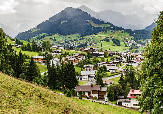 View from Oberwestegg to Westegg near Riezlern in Kleinwalsertal