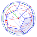 Set of platonic solids; blue edges and three spheres (PNG)