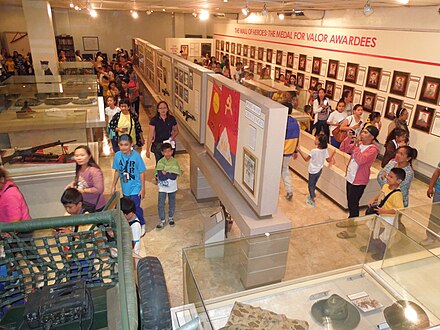 Visitors file past the "Wall of Heroes" displaying the photographs of recipients of the Medal of Valor 09899jfCamp Aguinaldo Chief Staff Arturo Enrile AFP Museum Quezon Cityfvf 04.jpg