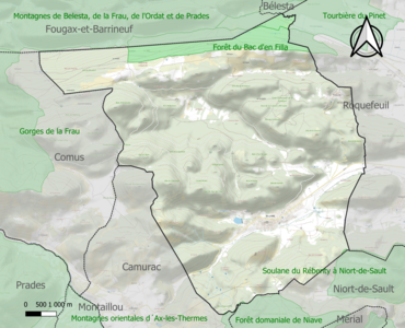 Carte des ZNIEFF de type 1 sur la commune.