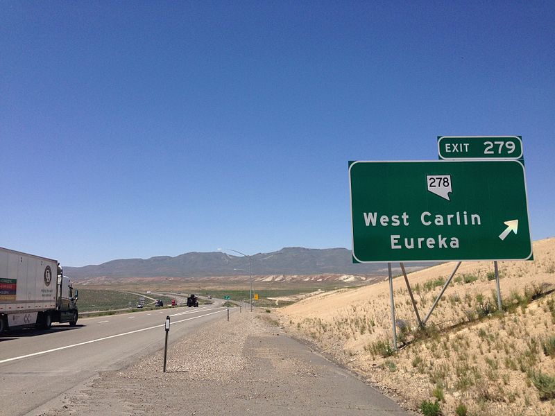 File:2014-05-31 12 10 07 Sign for Exit 279 on westbound Interstate 80 in Carlin, Nevada.JPG