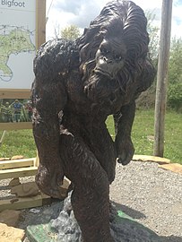 "Bigfoot" statue in the Garden of the Gods Wilderness with gorilla features and a massive, perfectly-parted hairdo, just like every stylish Jim Morrison-worshipping Bigfoot had in 1967