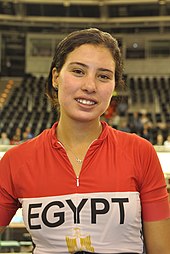 Ebtissam Zayed Ahmed Mohamed is an Egyptian road and track cyclist. 2018 2019 UCI Track World Cup Berlin 136.jpg