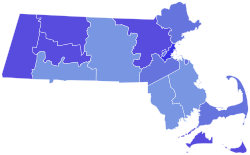 2020 United States Senate election in Massachusetts results map by county.svg