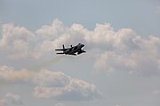 An F-15C Eagle, tail number 86-0164, taking off from RAF Lakenheath in England. The aircraft was assigned to the 493rd Fighter Squadron.